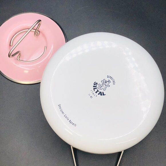 80s Siltal ITALY Pastelcore Enamelware Fondue Pot with Lid -Design Carla Agnelli - Picture 6 of 10